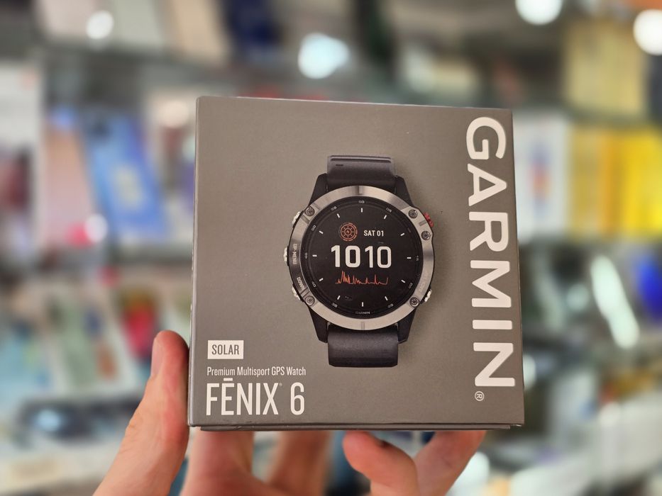 Смарт-годинник Garmin Fenix 6 Solar Silver with black band (010-02410-