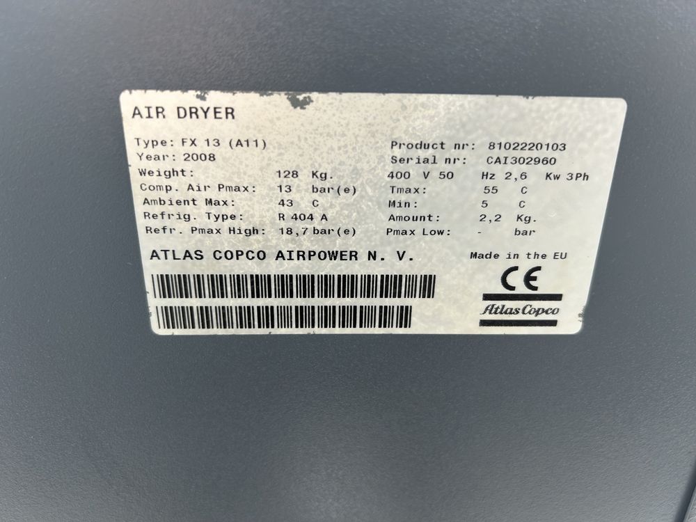 Osuszacz ziębniczy powietrza z ATLAS COCPCO FX13 11.4 m3/min KAESER