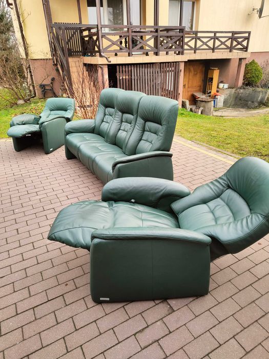 komplet wypoczynkowy funkcja relaksu 100 % skóra