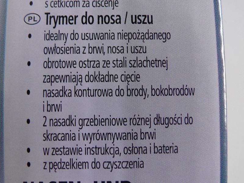 Trymer bezprzewodowy do nosa uszu brwi brody na baterie