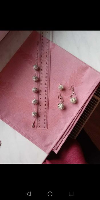 Zestaw kule Shamballa kolczyki zawieszka i bransoletka