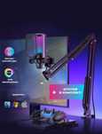 Мікрофон RGB USB з підсвічуванням і підставкою — на штативі для стріму