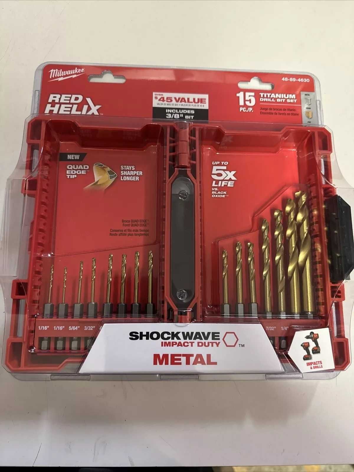 Набор сверл Milwaukee 48-89-4630 Impact Titanium Red Helix 15шт.