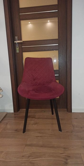 Krzesło tapicerowane, welurowe, ciemny róż