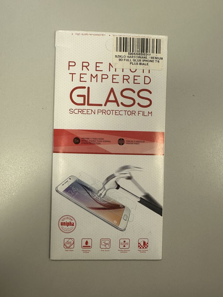 Szkło hartowane do iphone 7/8 plus białe 2 szt.