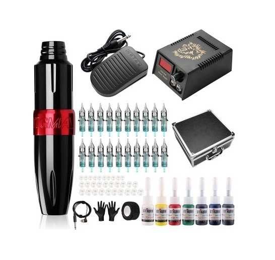 Kit Tatuagem Pen Tattoo Moderno + Fonte + Tintas + Agulhas