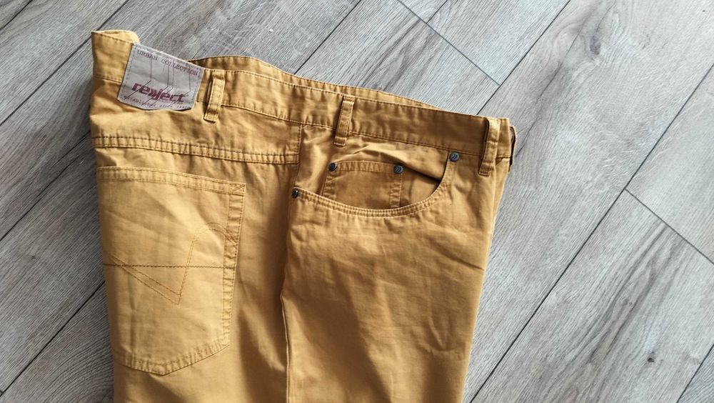 Spodnie męskie 7XL musztardowe bawełna klasyczne pas128