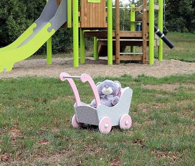 Drewniany wózek dla lalek dla niemowląt do 54 cm jak za darmo