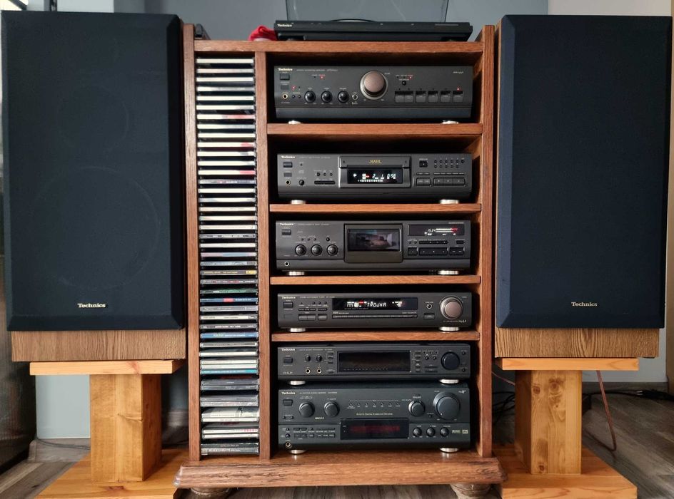 Wieża Technics 5 segmentów 2 piloty kolumny Technics winyle CD kasety