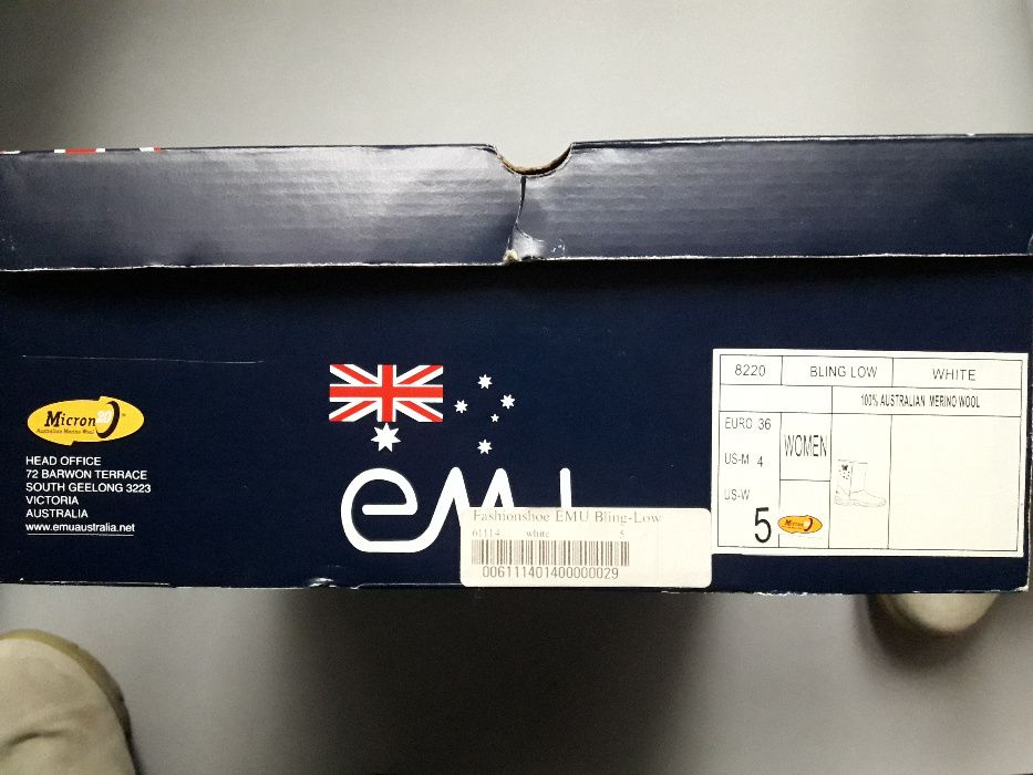 Buty Emu Bling Low 36 białe w pudełku wełna merynosów kozaki śniegowce