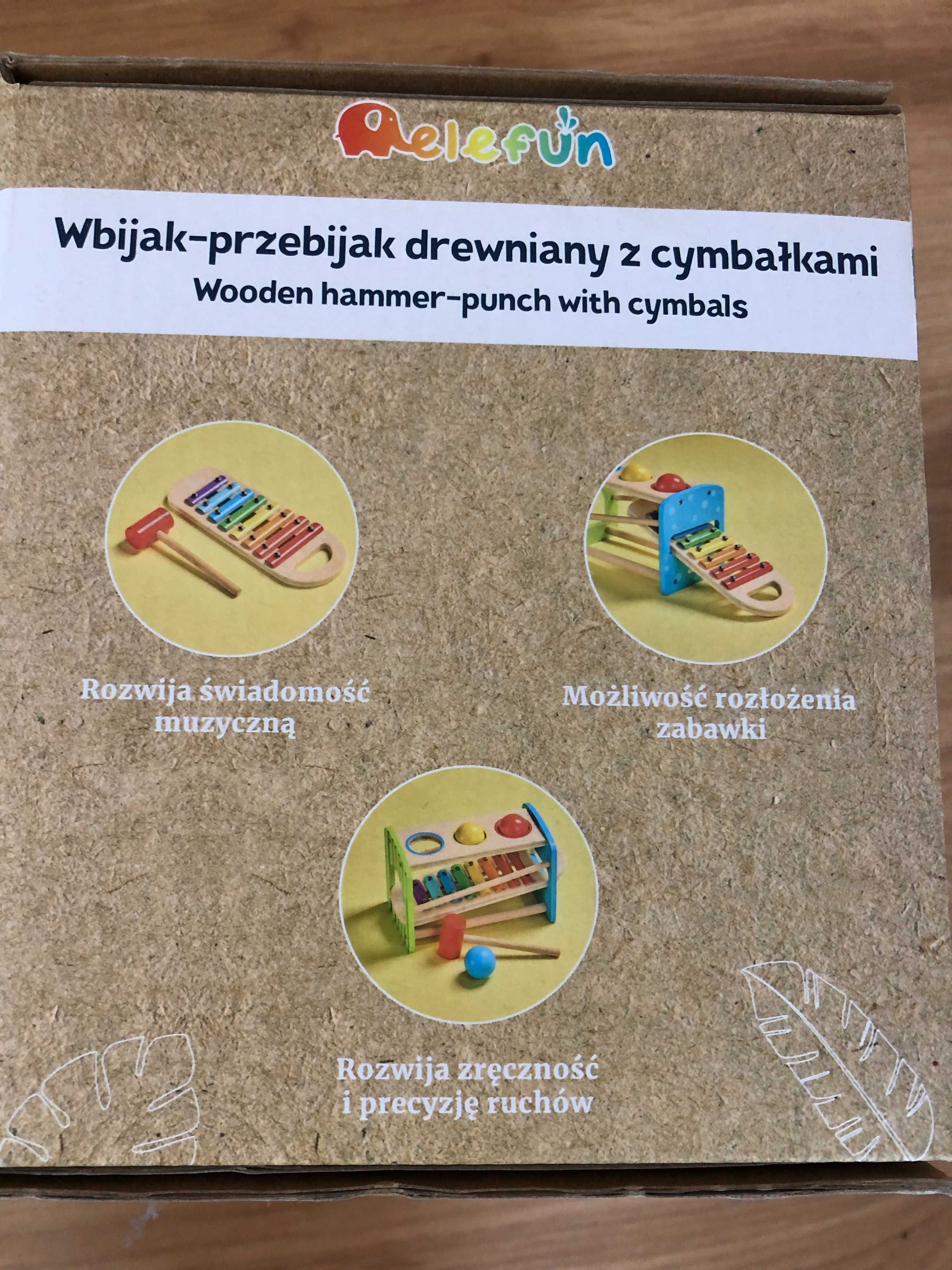 Drewniany wbijak-przebijak z  cymbałkami ELEFUN 18m+