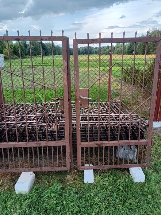 Brama wjazdowa jednoskrzydłowa i furtka, masywne, stabilne