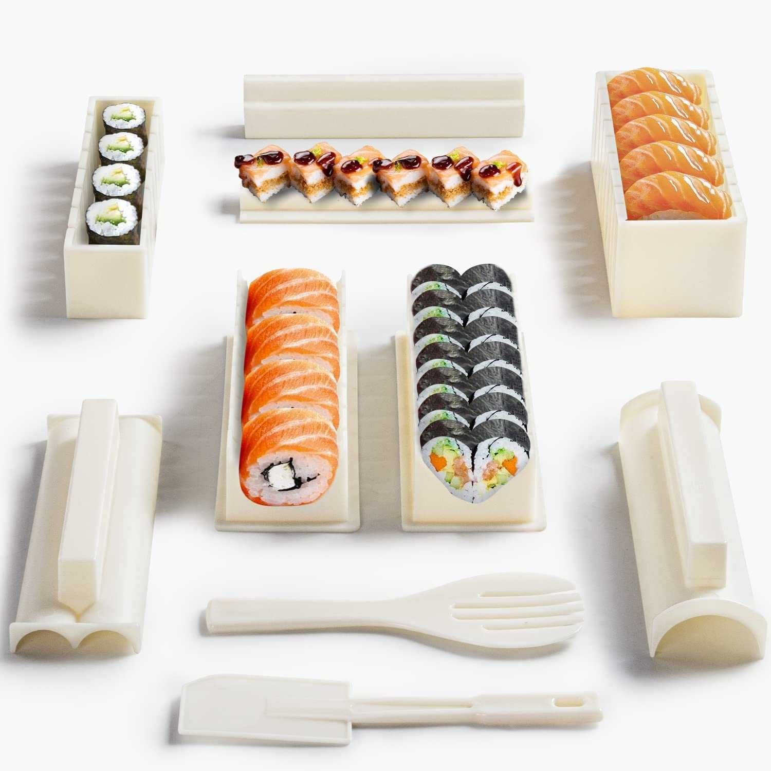 Molde de sushi - cor branca - 8 moldes - 10 peças