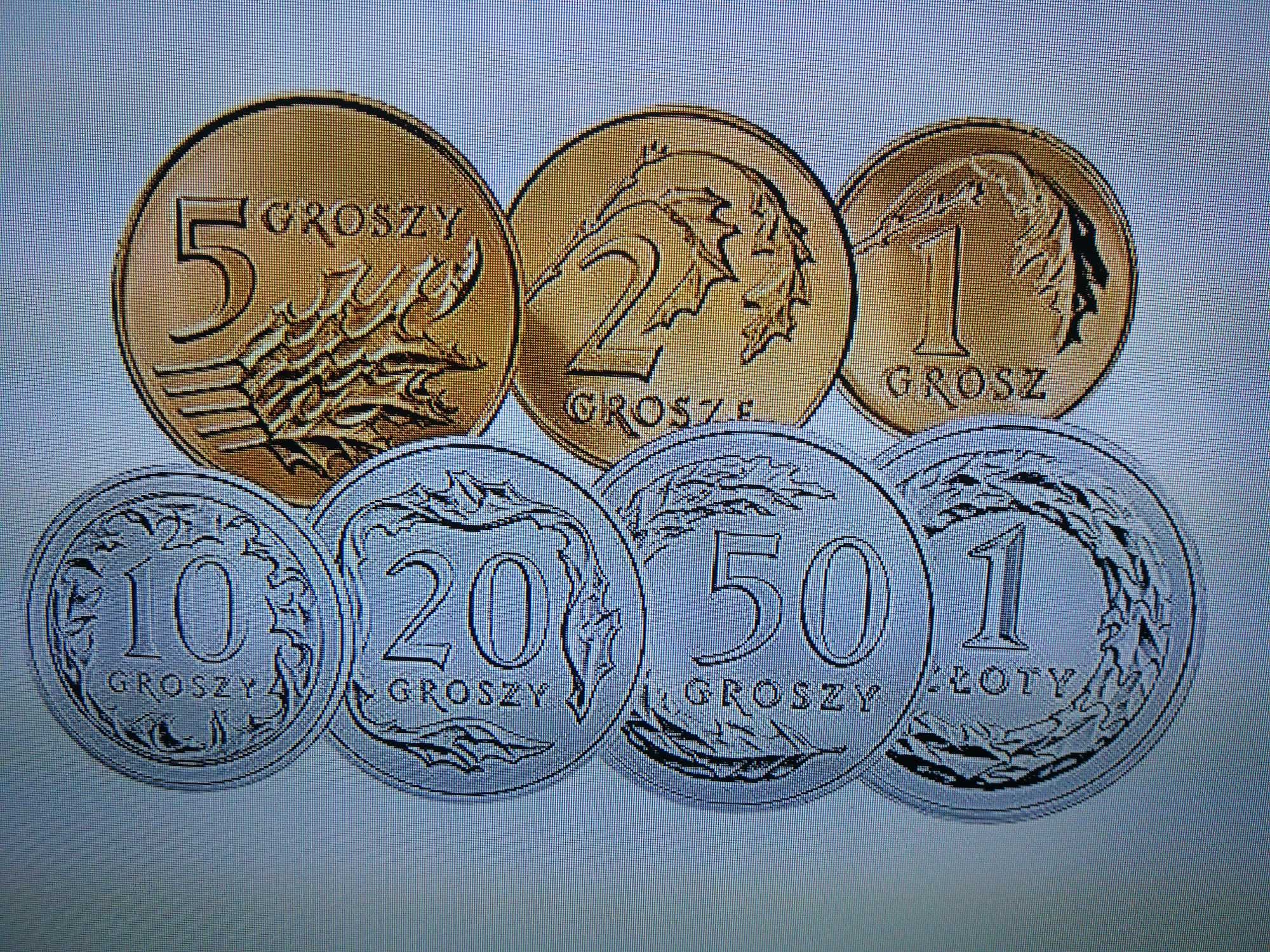 Stare monety polskie 1,2,5,10,20,50 groszy 1 złoty