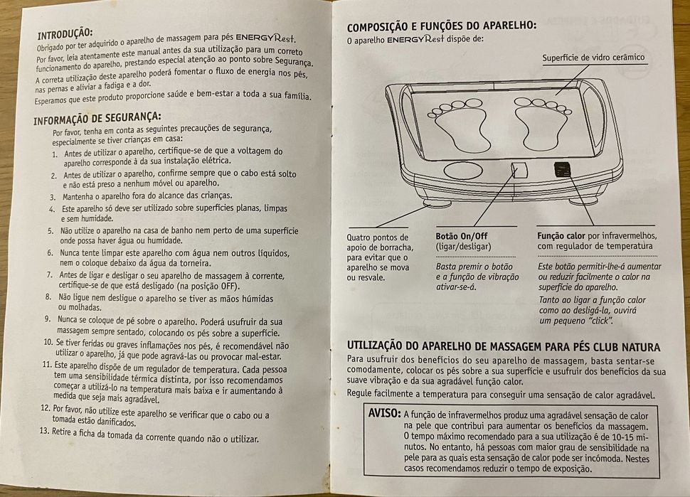 Aparelho de massagem para pés Energy Reset - Novo