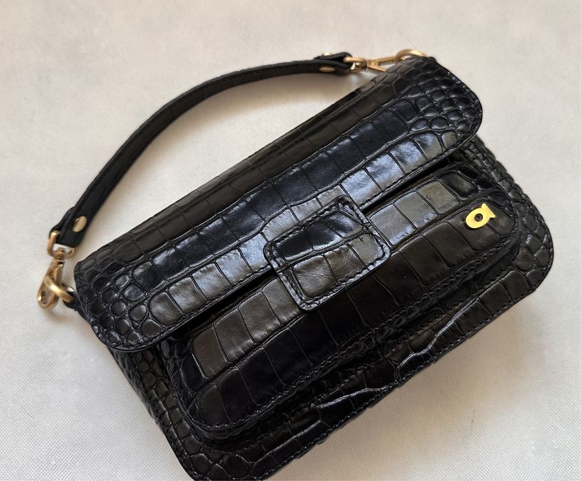 Daag torebka mini Madeline czarna crocco skóra naturalna