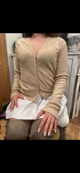 Sweter kaszmirowy beżowy 100% pure cashmere vintage m