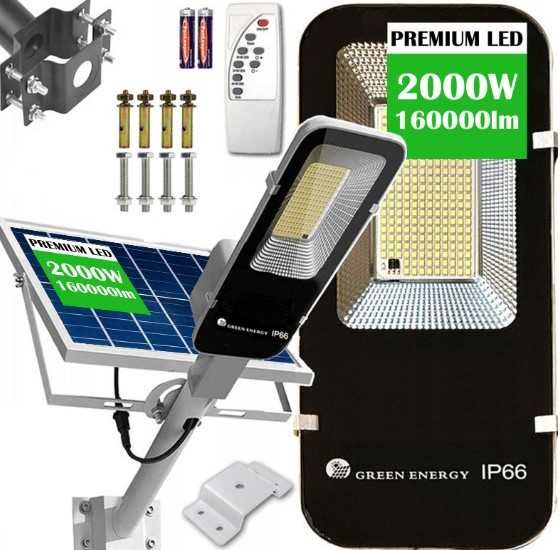 Latarnia Ogrodowa Lampa Solarna Na Słup Mocna 2000W PANEL Uliczna