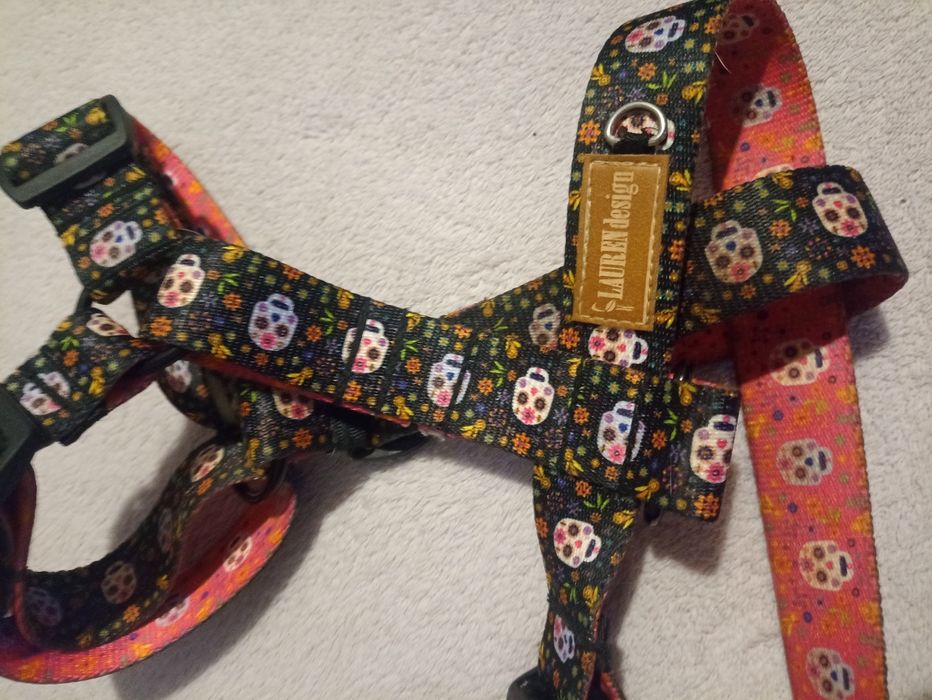 Szelki dla psa obroża spacer pupil pies Lauren design rozmiar L 2,5cm