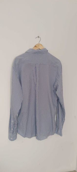 Casualowa koszula w paski z długim rękawem XXL bawełna GANT niebieska