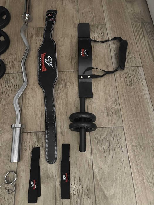 Kit Treino Barra olímpica em aço pesos e acessorios