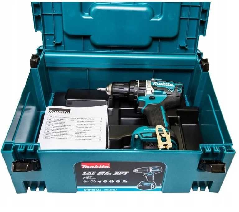 Makita 18V szlifierka DGA506 + wkrętarka udarowa DHP484 DLX2210TJ1