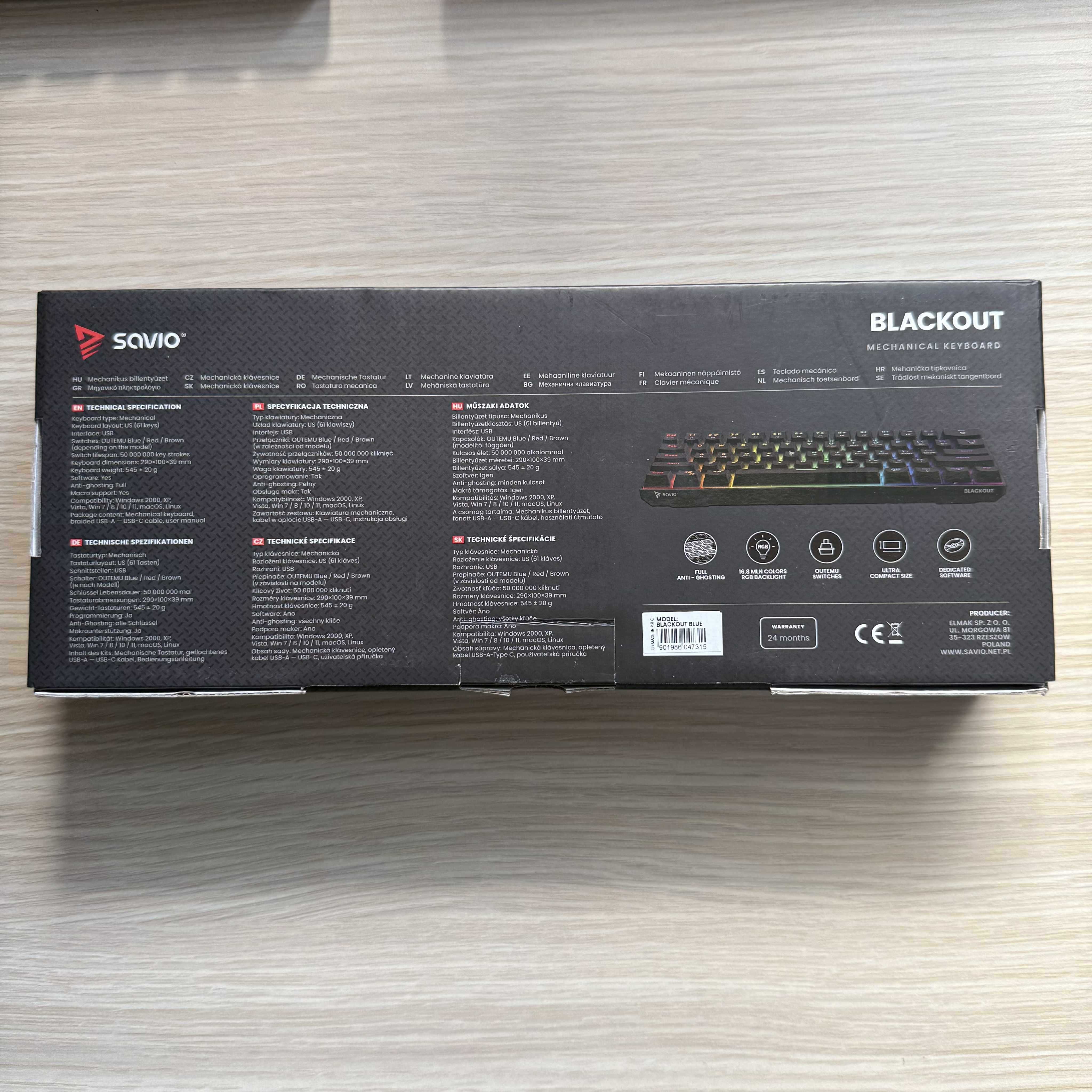 Klawiatura savio blackout outemu blue
