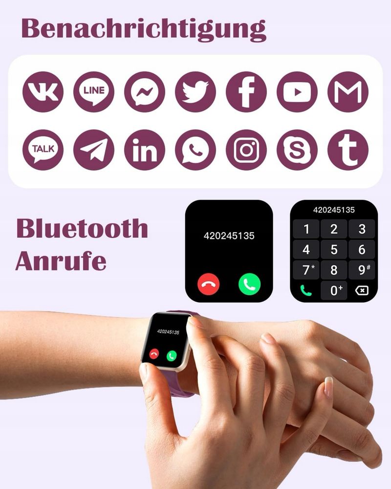 Smartwatch Ruimen D1 bordowy