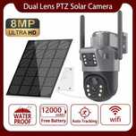 Kamera zewnętrzna solarna WiFi 4K HD podwójny obiektyw 8 MP aplikacja