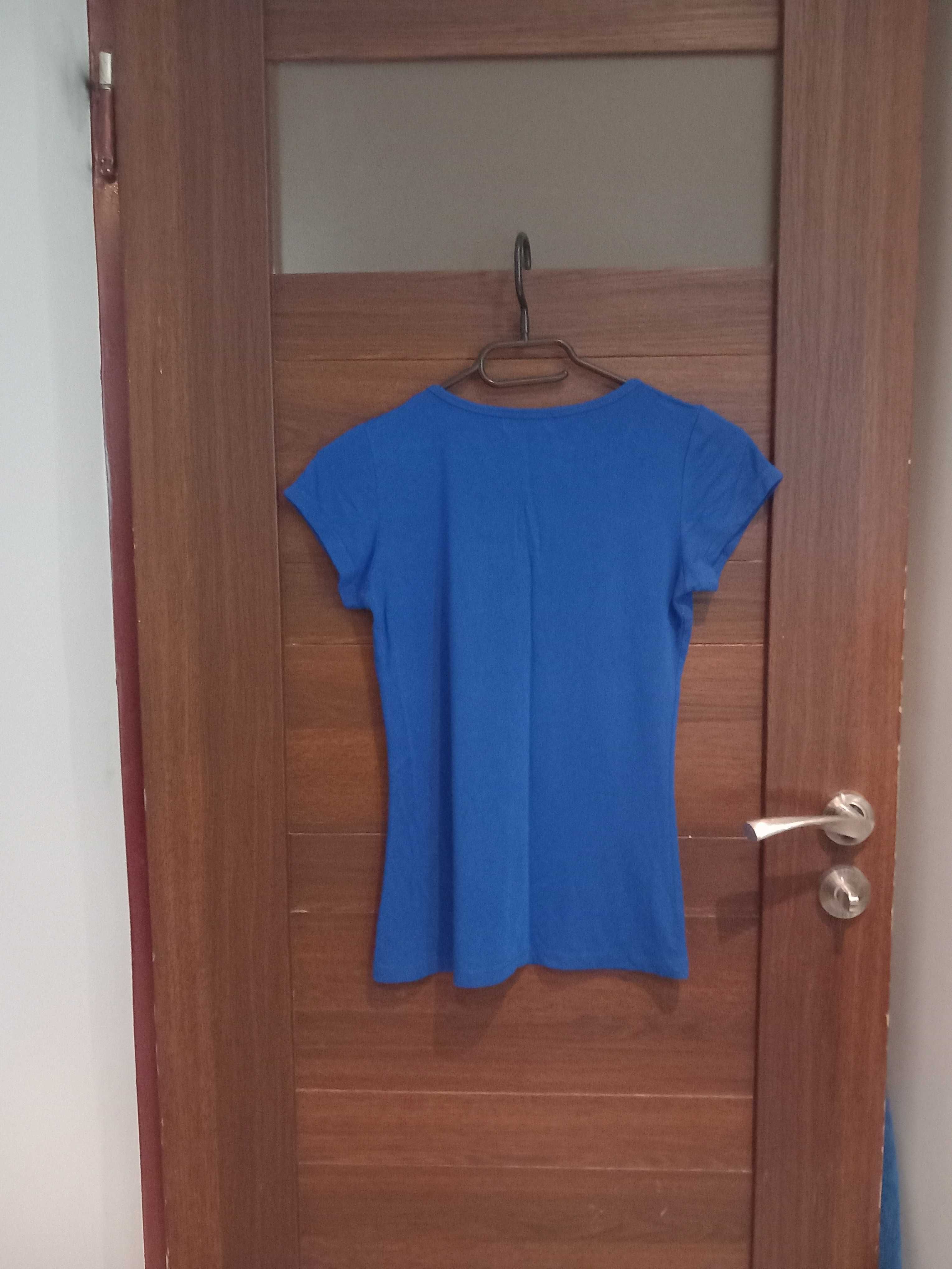 Granatowa bluzka koszulka t-shirt, krótki rękaw, Versace Jeans Couture