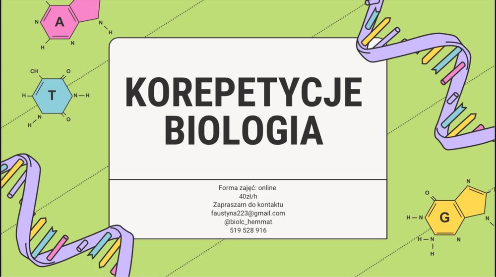 Korepetycje Biologia Szkoła Podstawowa/Średnia/Matura/Studia*