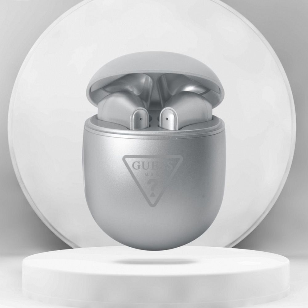 GUESS słuchawki bluetooth TWS GUTWST82TRS (Triangle Logo) srebrne