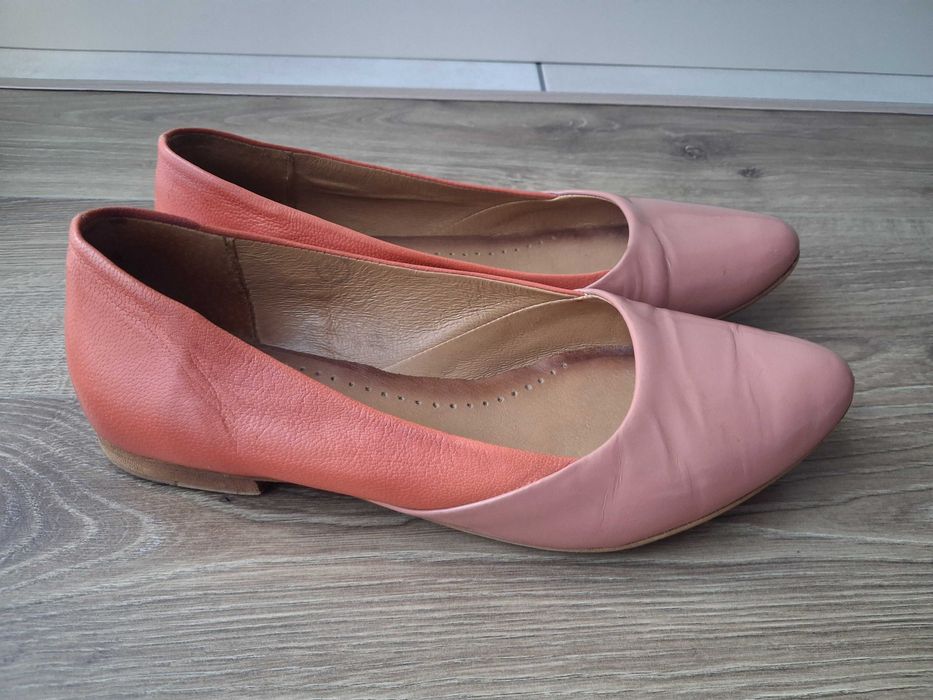 baleriny/ półbuty Mcarthur 36 pomarańczowe koralowy pudrowy róż