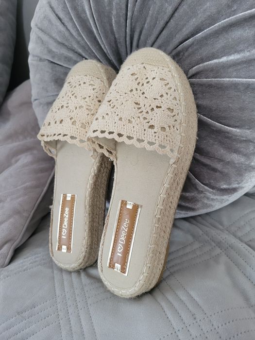 Klapki Espadryle DeeZee 38 koronkowe