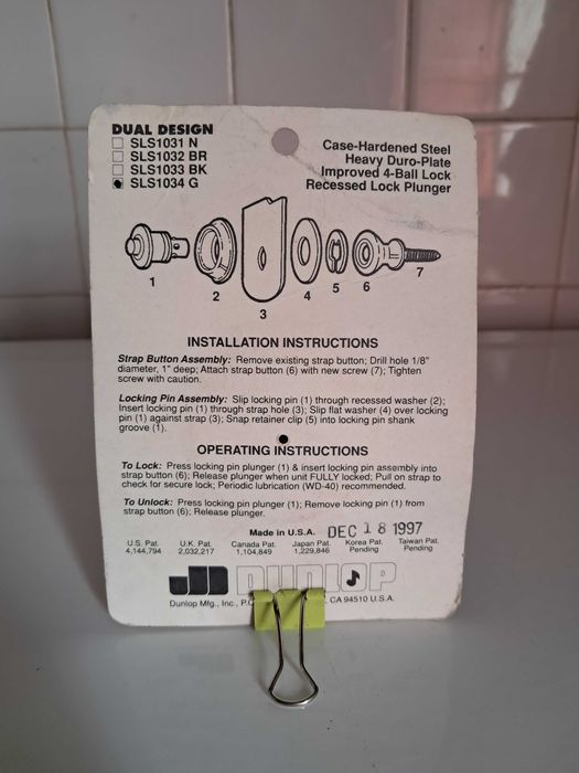 Fixador de correia Jim Dunlop SLS1034 G Straplok System (Dual Design)