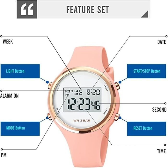 Damski zegarek cyfrowy wodoodporny