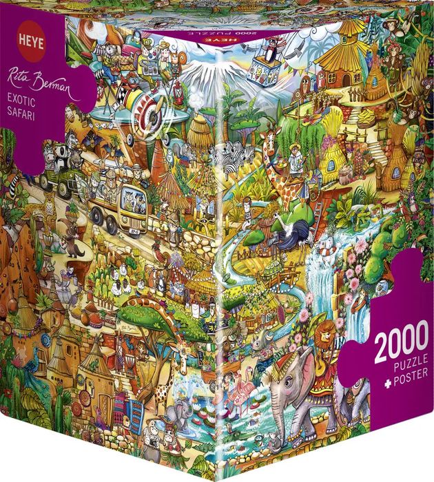 Puzzle 2000 elementów. Egzotyczne safari + plakat. Heye. Nowy Produkt
