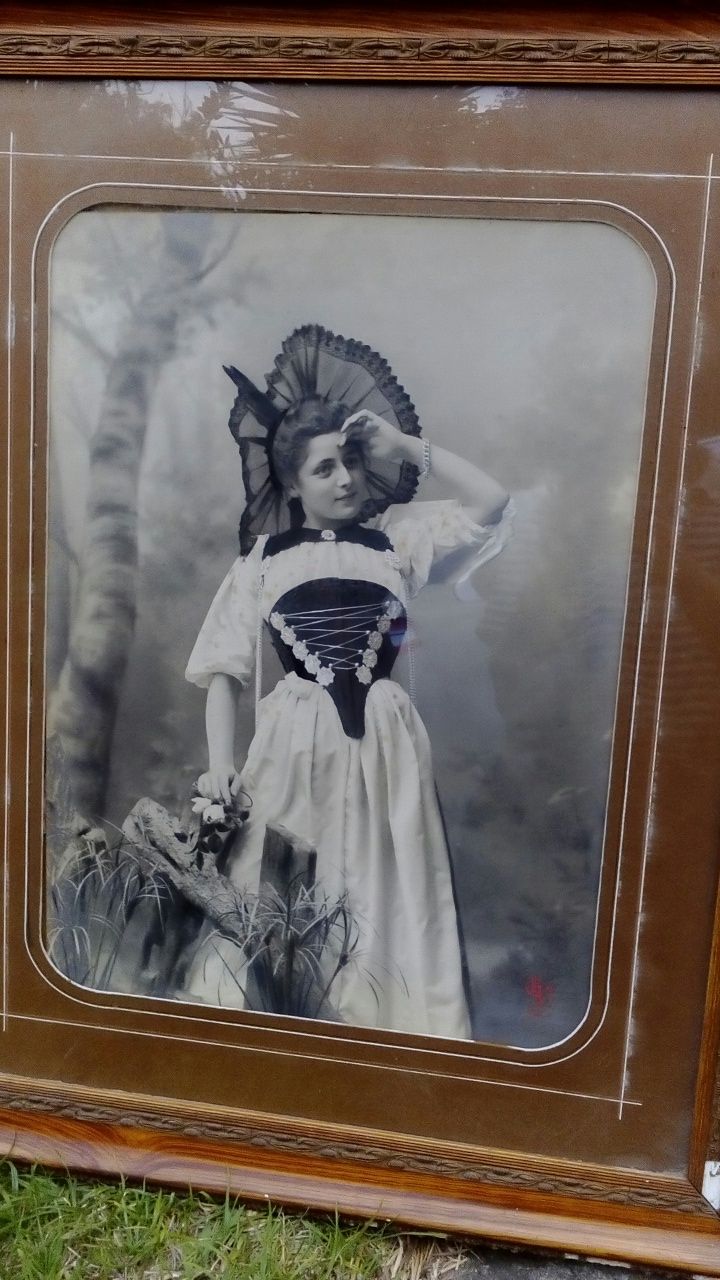Foto retrato época c pintura a mão com + 100 anos original vendo troco