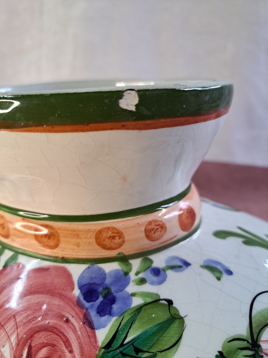 Stary ceramiczny Ręcznie malowany klosz