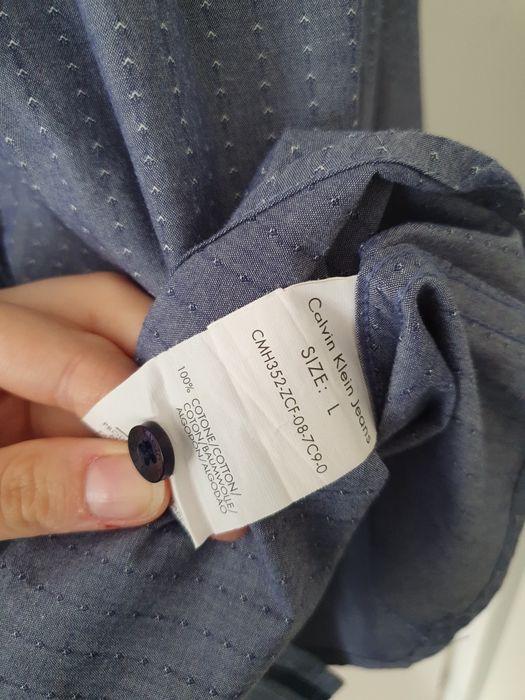 Niebieska koszula męska Calvin Klein 100% bawełna jeans