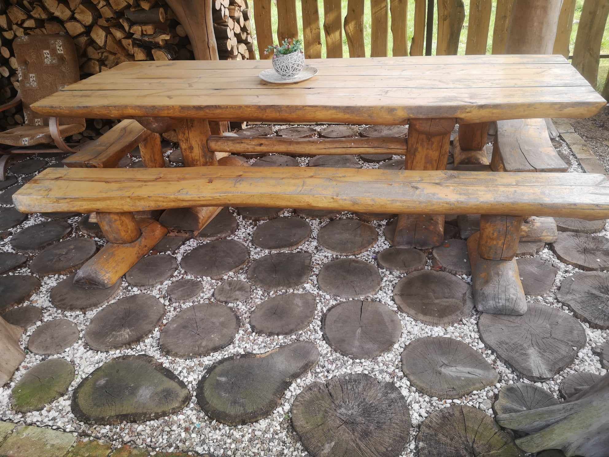 stół i ławki 290cm na 1 m, wysokość 80cm
