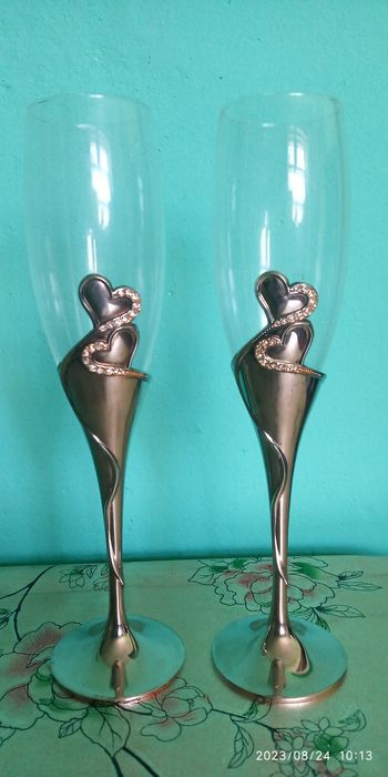 Бокалы свадебные посеребрённые антикварные