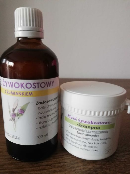 Zestaw olej żywokostowy z rumiankiem , maść żywokostowa .