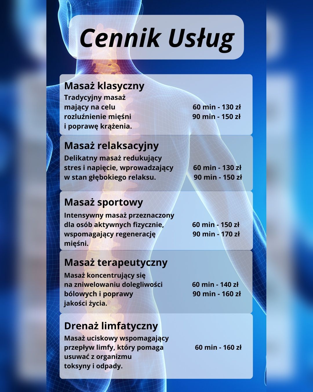 Masaż stacjonarnie i mobilnie