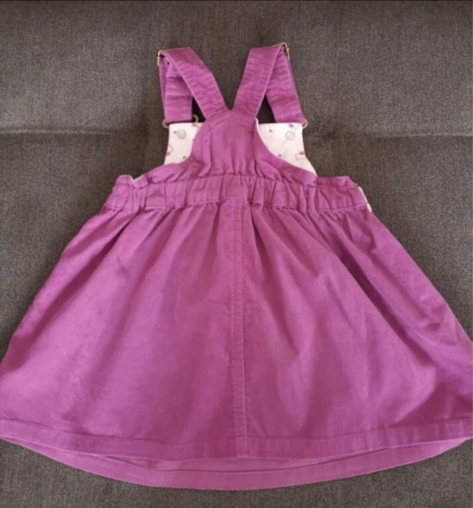 Sukienka na szelkach ogrodniczka bawełniany sztruks Hello Kitty H&M 74