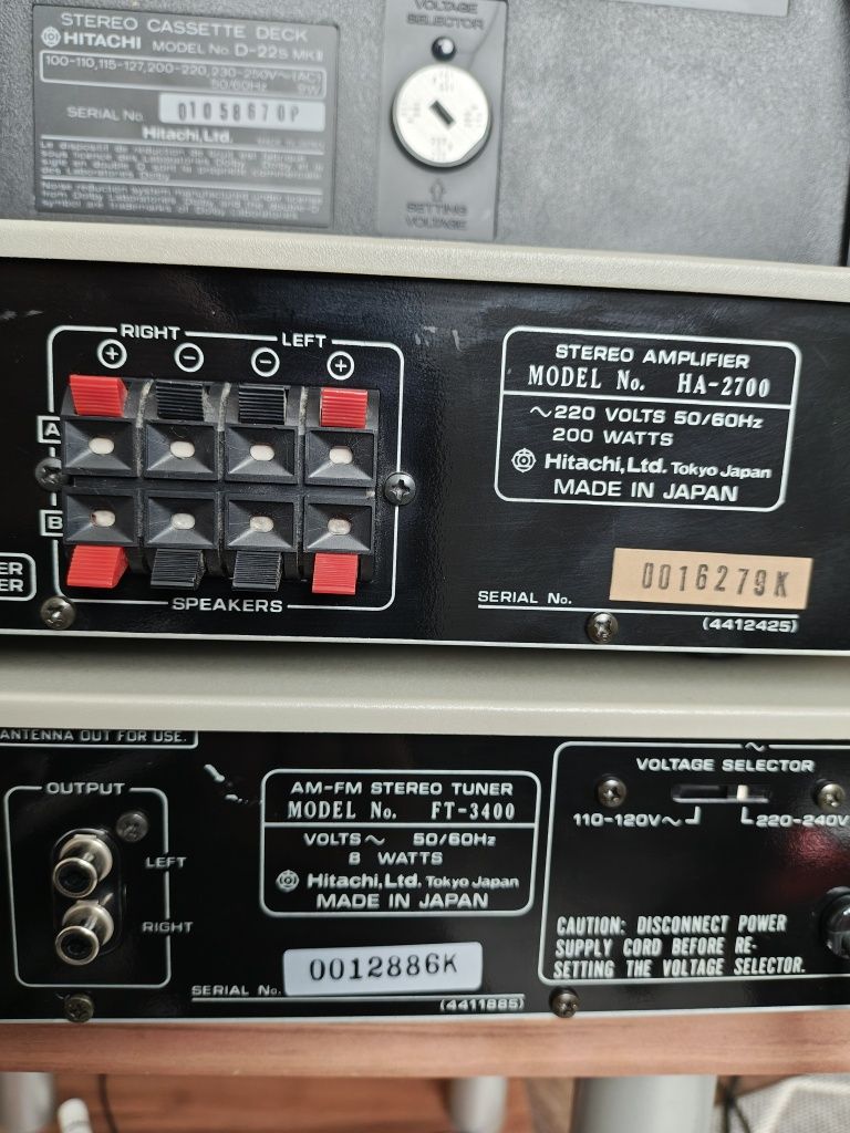 Wieża stereo Hitachi Vintage Japan Deck,Tuner,Wzmacniacz TOP