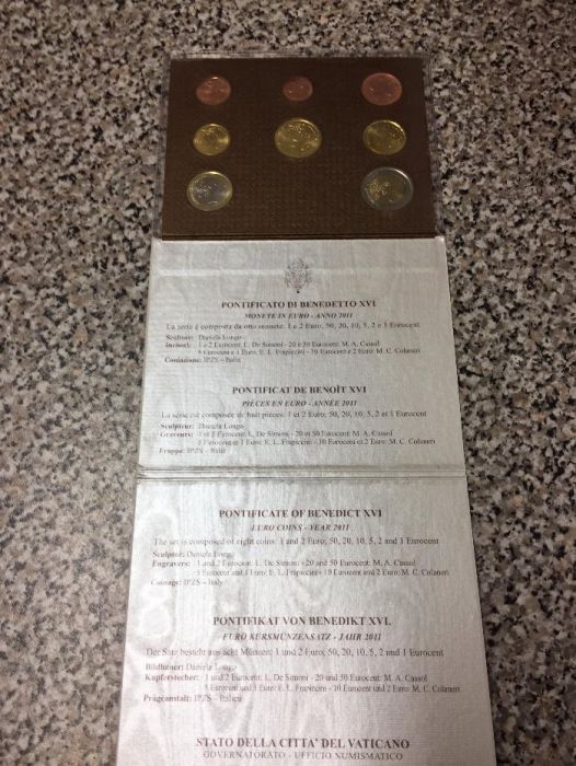 Carteira moedas euros vaticano 2011 sede vacante BU