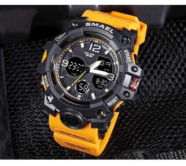 Pomarańczowy zegarek SMAEL analogowo cyfrowy wodoszczelny sportowy