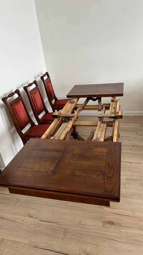 Stół Dębowy rozkladany + 6 szt. krzeseł