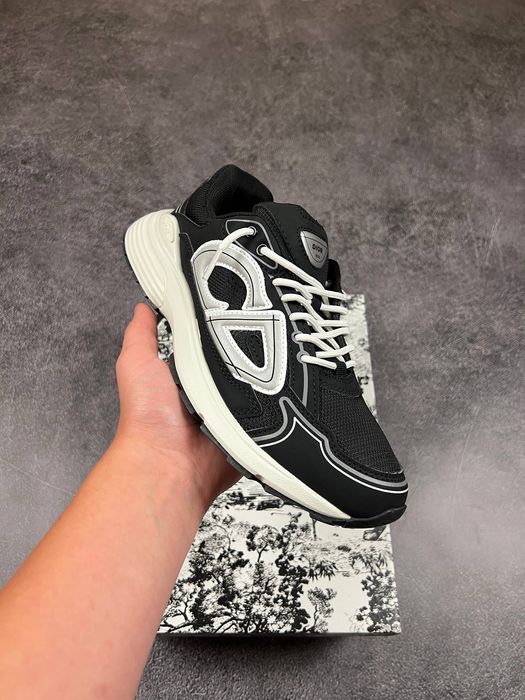 Dior B30 Black White мужские кроссовки новые черные Диор